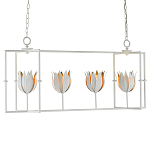 Люстра белая прямоугольная с абажурами в виде цветков тюльпана White Tulips варинант исполнения - 2 | Loft Concept в Санкт-петербурге