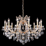 Люстра подвесная с 12-ю лампочками и прозрачными хрустальными подвесками на основании золотого цвета Crystal lamps варинант исполнения - 1 | Loft Concept в Санкт-петербурге