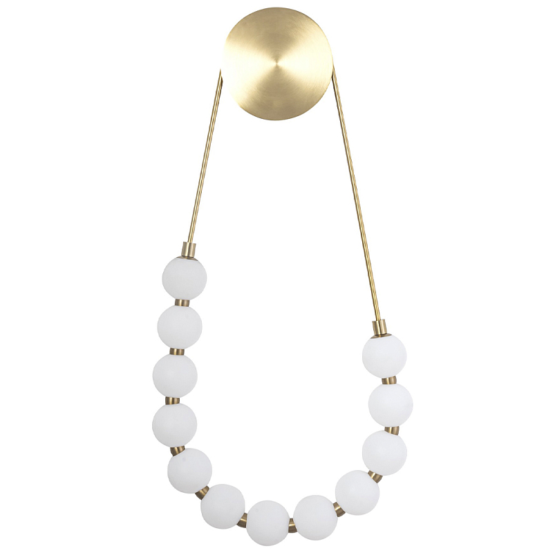 Настенный светильник с плафонами в виде шаров из акрила Pearls Suspension Brass Wall Lamp Латунь Белый в Санкт-петербурге | Loft Concept 