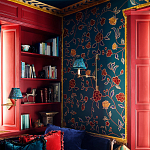 Обои с вышивкой ручной работы Flora Rio colourway on Liso Pine wool sateen варинант исполнения - 1 | Loft Concept в Санкт-петербурге