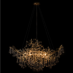 Подвесная люстра в виде ветвей деревьев золотого цвета с прозрачными подвесками-каплями 10 и 14 ламп Droplet Chandelier варинант исполнения - 2 | Loft Concept в Санкт-петербурге