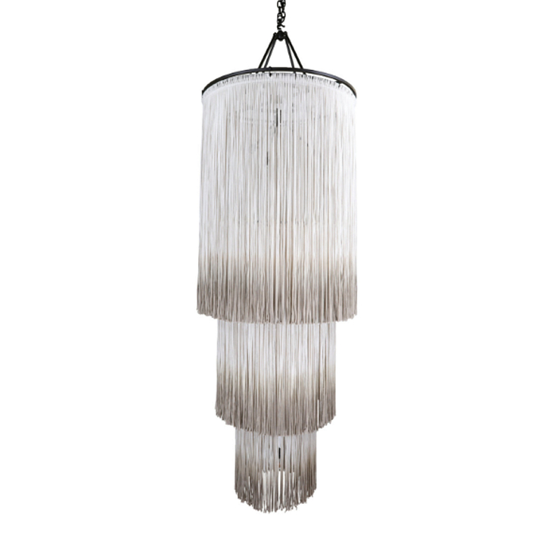 Люстра круглая трехъярусная из бахромы Milk Gradient Braided Fringe Молочный Люстра круглая трехъярусная из бахромы Milk Gradient Braided Fringe Молочный в Санкт-петербурге | Loft Concept