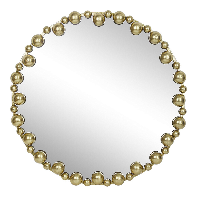 Зеркало круглое в фактурной золотистой раме из металла Mirror Golden Placer Золотой в Санкт-петербурге | Loft Concept 