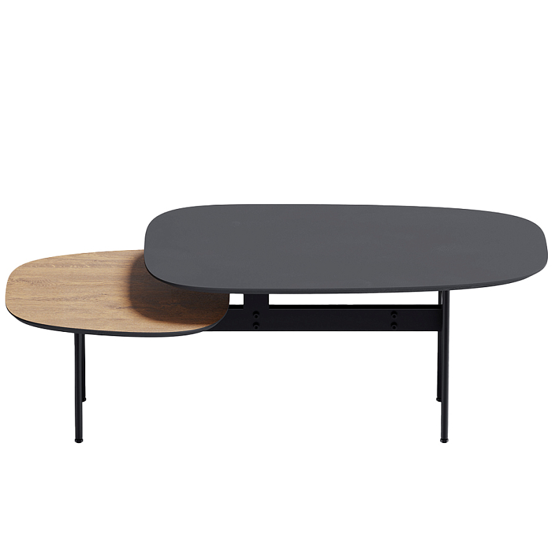 Step журнальный столик из натурального дуба и металла Черный Светлый дуб в Санкт-петербурге | Loft Concept 