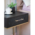 Приставной столик с резным узором на выдвижном ящике Black Table Carved Pattern варинант исполнения - 6 | Loft Concept в Санкт-петербурге