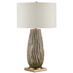 Настольная лампа с фактурным корпусом и тканевым абажуром Smooth Peaks варинант исполнения - 3 | Loft Concept в Санкт-петербурге