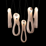 Подвесной светильник белого цвета с 6-ю изогнутыми плафонами Flow Loop варинант исполнения - 7 | Loft Concept в Санкт-петербурге