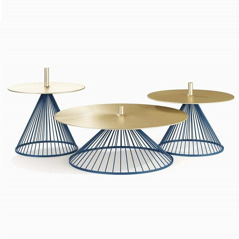 Кофейный стол Lucerne cocktail table Латунь Синий Кофейный стол Lucerne cocktail table Латунь Синий в Санкт-петербурге | Loft Concept