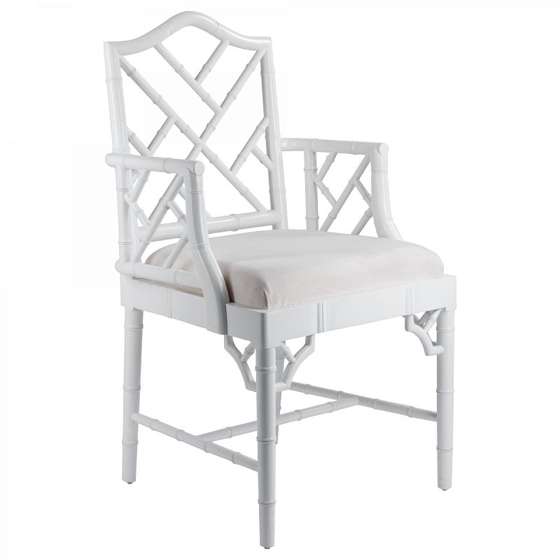 White Chippendale Arm Chair Белый в Санкт-петербурге | Loft Concept 