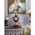 Часы настольные из темно-синего фарфора с бронзовыми фигурками и декоративными элементами Eden Garden варинант исполнения - 2 | Loft Concept в Санкт-петербурге