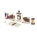 Настольный письменный набор из мрамора и лемезита с гербом и флагом России Marble Accessory варинант исполнения - 2 | Loft Concept в Санкт-петербурге
