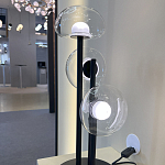 Настольная лампа с тремя прозрачными куполообразными плафонами и черным металлическим основанием Flos Wireline Lighting варинант исполнения - 4 | Loft Concept в Санкт-петербурге