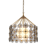 Люстра подвесная с круглыми дисками из серого фактурного стекла с белым матовым шаром внутри Quintiesse варинант исполнения - 1 | Loft Concept в Санкт-петербурге