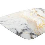 Обеденный стол с прямоугольной столешницей из стекла на черных металлических ножках White Marble варинант исполнения - 4 | Loft Concept в Санкт-петербурге