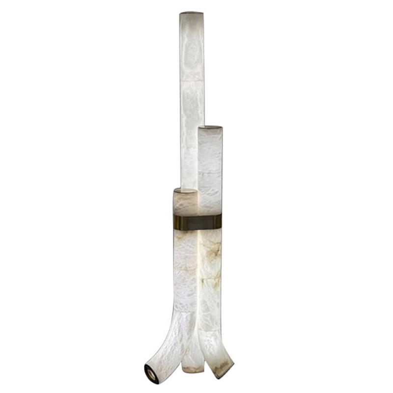 Торшер геометрический с тремя мраморными плафонами Marble Tripod Белый Торшер геометрический с тремя мраморными плафонами Marble Tripod Белый в Санкт-петербурге | Loft Concept