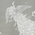Обои ручная роспись в стиле Арт-деко Whistler Peacocks Special Colourway on Pale Grey dyed silk варинант исполнения - 1 | Loft Concept в Санкт-петербурге