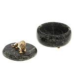 Шкатулка из натурального камня змеевик с фигуркой льва Stone Casket варинант исполнения - 3 | Loft Concept в Санкт-петербурге