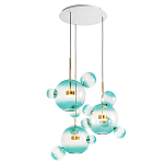 Люстра подвесная с прозрачными бирюзовыми стеклянными шарами и круглым основанием 3 лампы Giopato & Coombes варинант исполнения - 3 | Loft Concept в Санкт-петербурге