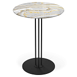 Стол журнальный с круглой столешницей из стекла Gray and Gold Marble варинант исполнения - 1 | Loft Concept в Санкт-петербурге