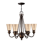 Люстра бронзового цвета с конусными плафонами из бежевого стекла Hinkley варинант исполнения - 2 | Loft Concept в Санкт-петербурге