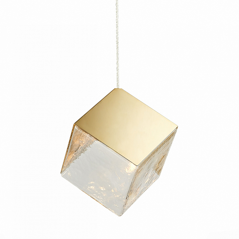 Подвесной светильник Lamp golden cube  Золотой Прозрачный в Санкт-петербурге | Loft Concept 