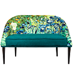 Диван двухместный из натурального бука зеленый с цветочным принтом Impressionism in Art варинант исполнения - 1 | Loft Concept в Санкт-петербурге