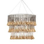 Люстра трехъярусная с декором из круглых деревянных бусин с кисточками Gray Brown Wooden Beads Chandelier варинант исполнения - 2 | Loft Concept в Санкт-петербурге