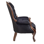 Кресло с мягкой обивкой из черного велюра на 4-х деревянных ножках Evelyn Classical Armchair варинант исполнения - 2 | Loft Concept в Санкт-петербурге