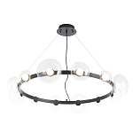 Люстра подвесная круглая с 12-ю прозрачными куполообразными плафонами и черным металлическим основанием Flos Wireline Lighting варинант исполнения - 3 | Loft Concept в Санкт-петербурге