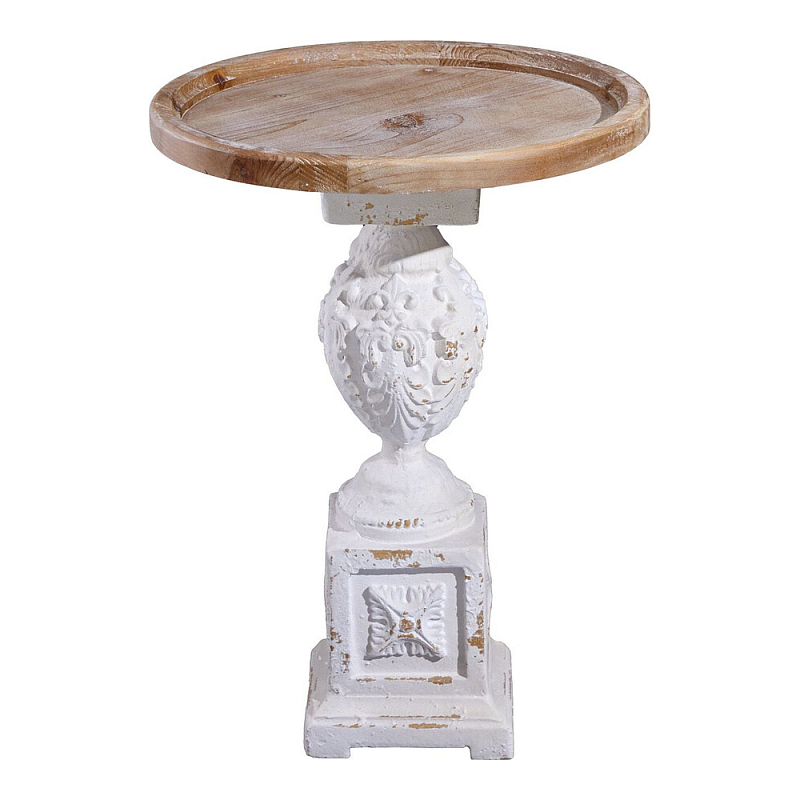 Приставной столик с резным античным узором Antique Engraving Белый Кремовый в Санкт-петербурге | Loft Concept 