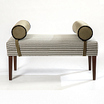 Банкетка Banquette PIED DE POULE с принтом гусиная лапка и бежевыми подлокотниками  варинант исполнения - 3 | Loft Concept в Санкт-петербурге