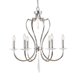 Люстра цвета никель с 6-ю лампами и стеклянными подвесками Elstead Lighting варинант исполнения - 1 | Loft Concept в Санкт-петербурге