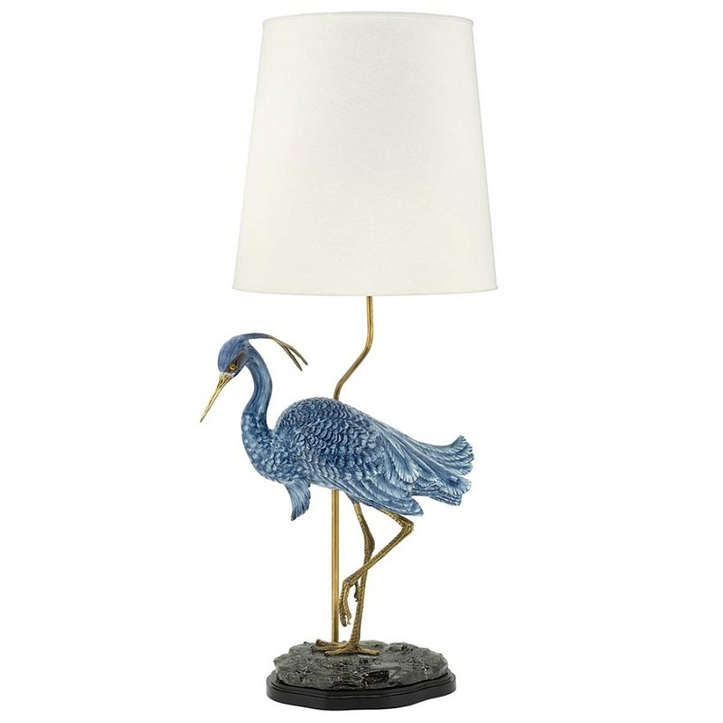 Настольная лампа ABHIKA LAMPTABLE HERON Голубой Золотой в Санкт-петербурге | Loft Concept 