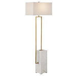 Торшер с прямоугольным абажуром на белом мраморном основании Asymmetry on Marble варинант исполнения - 4 | Loft Concept в Санкт-петербурге