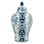 Ваза с крышкой и голубым цветочным рисунком на белом фоне Blue & White Ornament варинант исполнения - 2 | Loft Concept в Санкт-петербурге