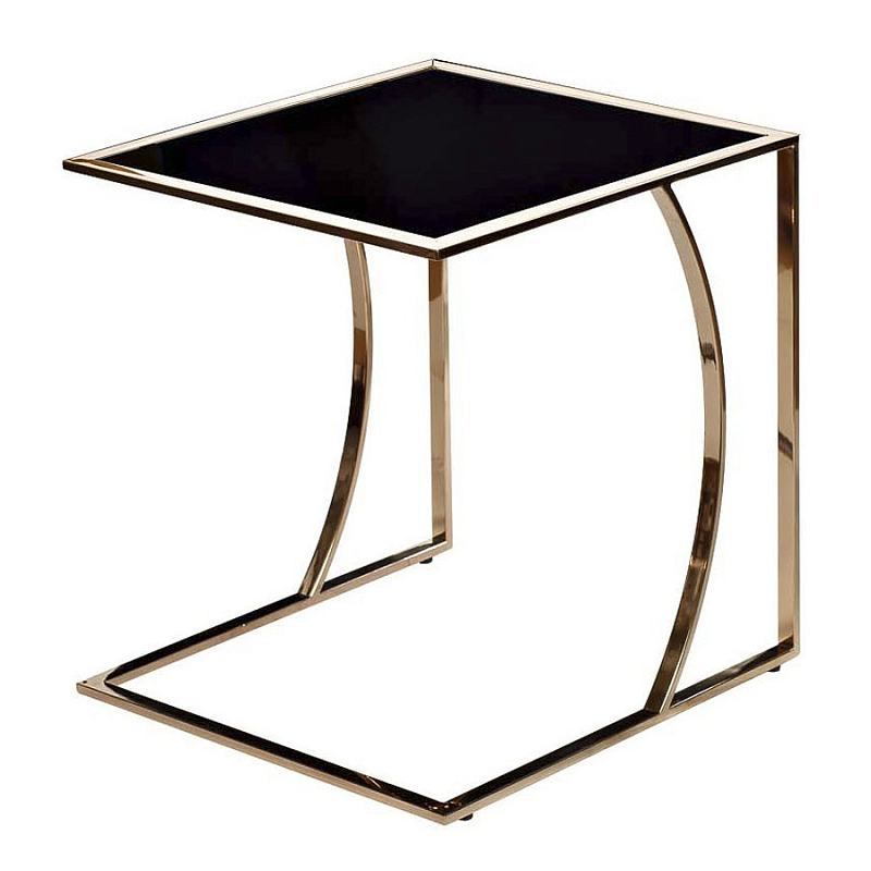 Приставной стол Metal Crescent Side Table Gold Глянцевое золото Черный в Санкт-петербурге | Loft Concept 