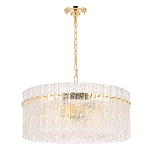 Люстра подвесная круглая с прозрачными рельефными стеклянными вставками и золотым основанием Textured Glass Chandelier варинант исполнения - 1 | Loft Concept в Санкт-петербурге