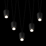 Подвесной светильник черными плафонами на длинных пересекающихся тросах Construction варинант исполнения - 4 | Loft Concept в Санкт-петербурге