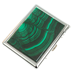 Портсигар на 10 сигарет с газовой зажигалкой из натурального камня Малахит Stone Cigarettes Cases варинант исполнения - 1 | Loft Concept в Санкт-петербурге