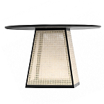 Обеденный стол с круглой чёрной столешницей и плетёным основанием Savanna Round Table варинант исполнения - 1 | Loft Concept в Санкт-петербурге