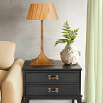 Настольная лампа со скошенным конусовидным абажуром и фигурной ножкой в цвете тик Accord Lighting варинант исполнения - 6 | Loft Concept в Санкт-петербурге