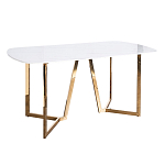 Стол обеденный белый с золотыми глянцевыми ножками Laconic White Table варинант исполнения - 1 | Loft Concept в Санкт-петербурге