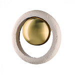 Бра с бежевым текстурным кольцом и латунным шаром в центре Tactile  варинант исполнения - 1 | Loft Concept в Санкт-петербурге