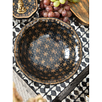 Блюдо черного цвета из фрафора на бронзовых ножках Eden Garden porcelain and bronze варинант исполнения - 4 | Loft Concept в Санкт-петербурге