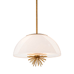 Подвесной светильник золотого цвета с полусферическим опаловым плафоном и декоративным элементом Elstead Lighting варинант исполнения - 1 | Loft Concept в Санкт-петербурге