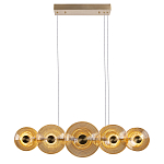 Люстра подвесная светодиодная со стеклянными плафонами янтарного цвета в форме дисков Savio Glass Disc варинант исполнения - 2 | Loft Concept в Санкт-петербурге