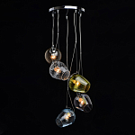 Люстра каскадная с 5-ю разноцветными стеклянными плафонами Kaleido варинант исполнения - 3 | Loft Concept в Санкт-петербурге