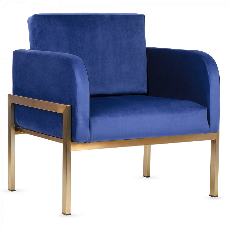 Кресло Velvet Ardmore Chair blue Синий Латунь в Санкт-петербурге | Loft Concept 