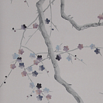 Обои ручная роспись Plum Blossom Special Colourway on Lilac Hint dyed silk варинант исполнения - 2 | Loft Concept в Санкт-петербурге