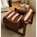 Кресло-диван кожаное на деревянном каркасе Medieval Furniture варинант исполнения - 1 | Loft Concept в Санкт-петербурге